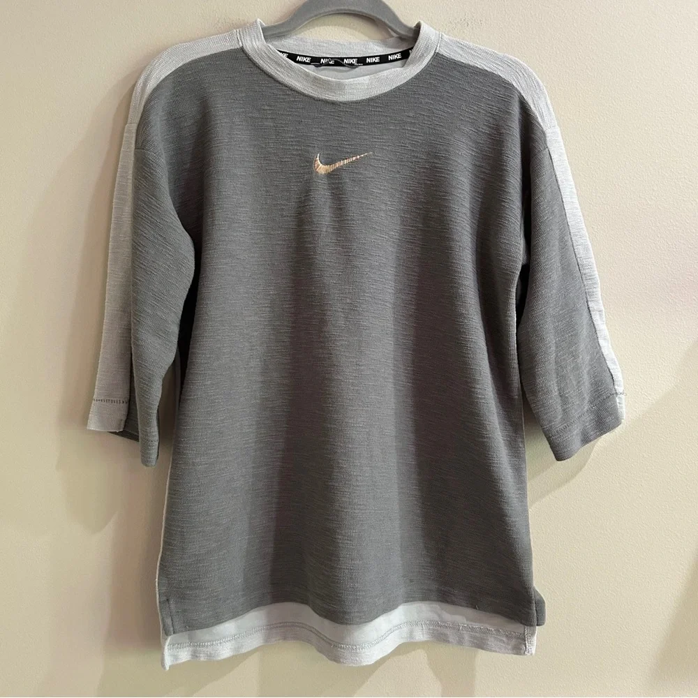 Nike Kids Grey Dri Fit 3/4 Sleeve Top